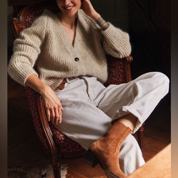 Cozy Beige Women's Cardigan Sweater - Picture 2 of 15